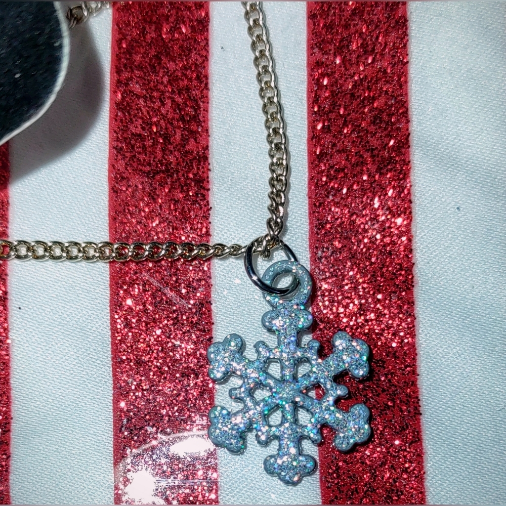 Rainbow Glitter Snowflake  Pendant - Picture 8 of 12